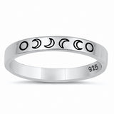 Moon Phases Crescent Band Ring 925 Sterling Silver Choose Color