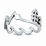 Mountains Tree and Waves Band Ring 925 Sterling Silver Choose Color