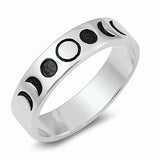 5mm Moon Phases Band Ring 925 Sterling Silver Choose Color