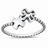 Crosses Band Ring Solid Oxidized 925 Sterling Silver Choose Color