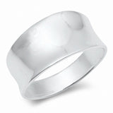 Concave Design Band Ring 10mm Solid 925 Sterling Silver Choose Color