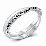 Interlocking Band Ring 2 Bands Solid 925 Sterling Silver Choose Color