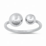 Double Ball Ring Band Solid 925 Sterling Silver Choose Color