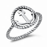 Anchor Ring Band Braided Twisted Cable Band Solid 925 Sterling Silver Choose Color