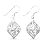 36mm Drop Dangle Flower Earrings 925 Sterling Silver Fish Hook Marquise Design Dangle Drop