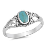 Fashion Filigree Ring Oval 925 Sterling Silver Choose Color - Blue Apple Jewelry