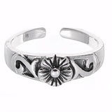 Beautiful Plumeria Silver Toe Ring  Adjustable Band 925 Sterling Silver (6mm)