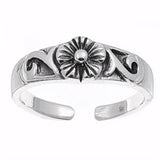 Beautiful Plumeria Silver Toe Ring  Adjustable Band 925 Sterling Silver (6mm)