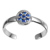 Silver Toe Ring Simulated cubic zirconia Adjustable 925 Sterling Silver (6mm)