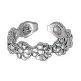 Silver Toe Ring Plumeria Adjustable Fashion Jewelry 925 Sterling Silver (5mm)