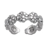 Silver Toe Ring Plumeria Adjustable Fashion Jewelry 925 Sterling Silver (5mm)