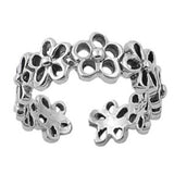 Plumeria Silver Toe Ring Adjustable Band 925 Sterling Silver (5mm)