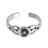 Plumeria Silver Toe Ring Band Adjustable 925 Sterling Silver (6mm)