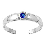 Silver Toe Ring Adjustable Band Simulated Cubic Zirconia 925 Sterling Silver (4mm)