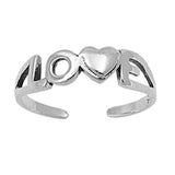 Silver Toe Ring Love Band Adjustable 925 Sterling Silver (4mm)