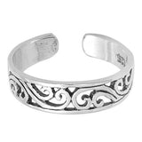 Adjustable Filigree Toe Ring Band 925 Sterling Silver (4mm)
