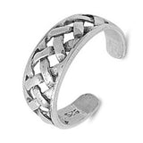 Braid Silver Toe Ring Adjustable Band For Women 925 Sterling Silver (6mm)