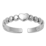 Adjustable Heart Toe Ring Band 925 Sterling Silver (3mm)