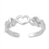 Heart Toe Ring Adjustable Band 925 Sterling Silver (4mm)
