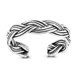 Twisted Silver Toe Ring Adjustable Band 925 Sterling Silver For Women (4mm)