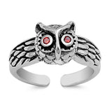 Toe Ring Owl Toe Ring 925 Sterling Silver Simulated Deep Red Garnet (8mm)