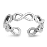 Adjustable Wraparound Infinity  Signs Toe Ring Band 925 Sterling Silver (4mm)