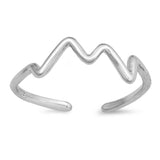 Zig Zag Silver Toe Ring Adjustable Band 925 Sterling Silver (4mm)