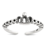 Mini Crown Silver Toe Ring Adjustable Band 925 Sterling Silver (5mm)