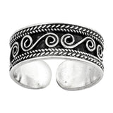 Silver Toe Ring Bali Design Adjustable Band 925 Sterling Silver (6mm)