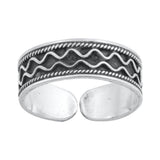 Silver Toe Ring Band Bali Design Adjustable 925 Sterling Silver (5mm)