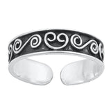 Silver Toe Ring Bali Design Adjustable Band 925 Sterling Silver For Women (4mm)