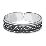 Silver Bali Design Toe Ring Adjustable Band 925 Sterling Silver (4mm)