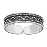 Silver Bali Design Toe Ring Adjustable Band 925 Sterling Silver (4mm)