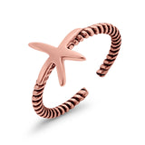 Starfish Toe Twisted Braided Cable Ring 925 Sterling Silver (8mm)