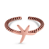 Starfish Toe Twisted Braided Cable Ring 925 Sterling Silver (8mm)
