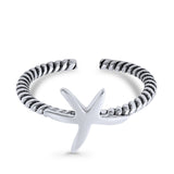 Starfish Toe Twisted Braided Cable Ring 925 Sterling Silver (8mm)