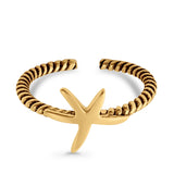 Starfish Toe Twisted Braided Cable Ring 925 Sterling Silver (8mm)
