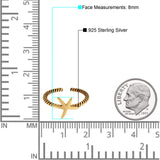 Starfish Toe Twisted Braided Cable Ring 925 Sterling Silver (8mm)
