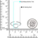 Oval Shape Adjustable Toe Band Ring 925 Sterling Silver (7mm)