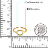 Oval Shape Adjustable Toe Band Ring 925 Sterling Silver (7mm)