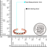 Beads Toe Ring Adjustable Band 925 Sterling Silver (3mm)