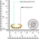 Beads Toe Ring Adjustable Band 925 Sterling Silver (3mm)