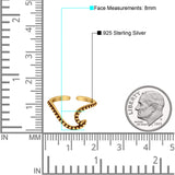 Wave Toe Ring Adjustable Band 925 Sterling Silver (8mm)
