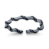 Rope Toe Ring Band Adjustable 925 Sterling Silver (2mm)