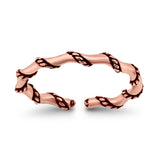 Rope Toe Ring Band Adjustable 925 Sterling Silver (2mm)