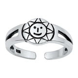 Sun Toe Ring Adjustable Band 925 Sterling Silver (7mm)