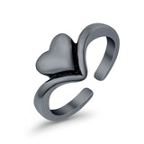 Heart Toe Ring Band Adjustable 925 Sterling Silver (7mm)