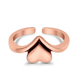 Heart Toe Ring Band Adjustable 925 Sterling Silver (7mm)