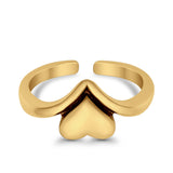 Heart Toe Ring Band Adjustable 925 Sterling Silver (7mm)