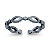 Silver Toe Ring Oxidized Finish Adjustable Band 925 Sterling Silver (3mm)